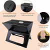 YSSOA 20&rdquo; Portable Grill Charcoal Barbecue Grill; Folding Grill Notebook Shape; Detachable Collapsible; Mini Tabletop Camping Grill BBQ; Black