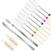 Stainless Steel Roasting Sticks Set 31.9in Extendable Telescoping Marshmallow Hot Dog Fork Skewers Set