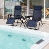 3 Pieces Folding Portable Zero Gravity Reclining Lounge Chairs Table Set