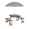 Folding Picnic Table with Umbrella, Aluminum Frame