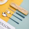 3pcs Portable Stainless Steel Cutlery Set; Fork Spoon Chopsticks With Case